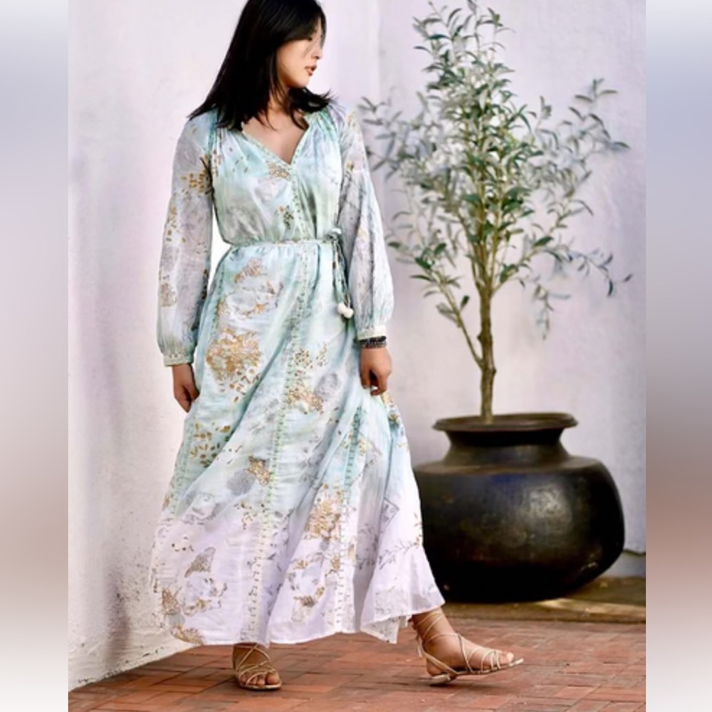 Dolma Liezl Ombre Mint Green Maxi Dress Size Small EUC
